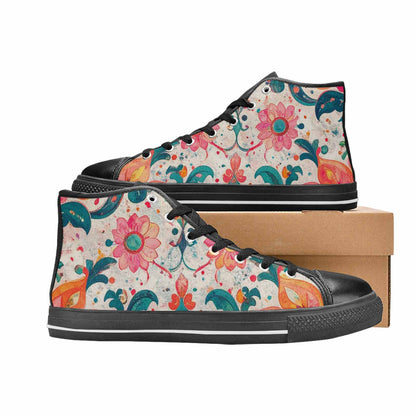 WOMEN'S Marble Floral High Top Canvas Aesthetic Sneakers