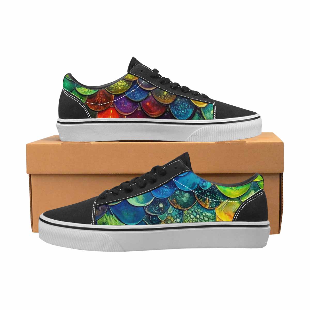 WOMEN'S Reptile Scale Lace-Up Canvas Dark Academia Custom Sneakers