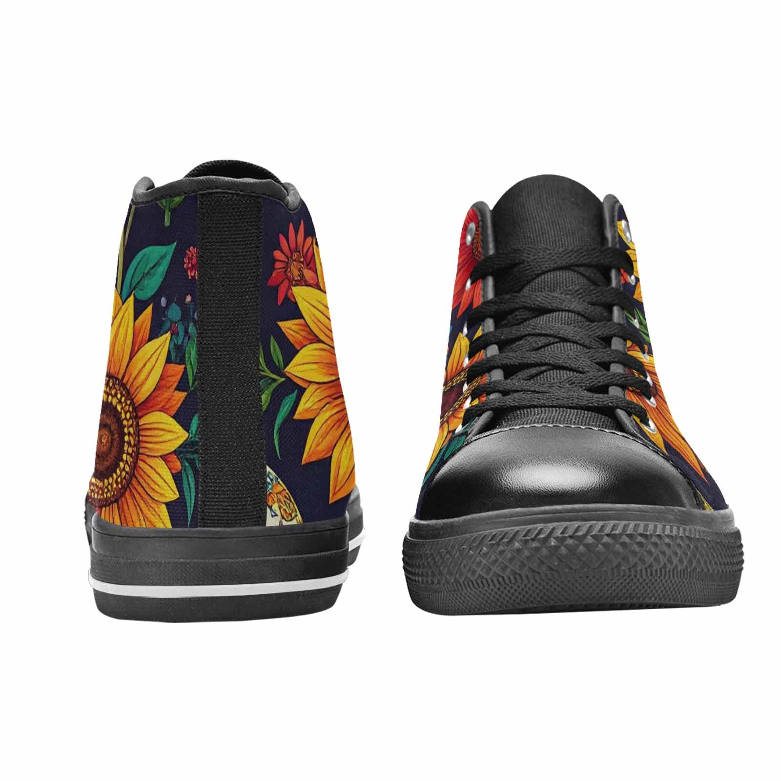 WOMEN'S Sunflowers And Skulls High Top Canvas Dark Academia Shoes