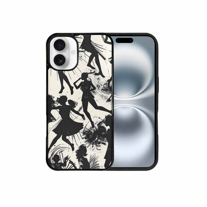 iPhone 16 Plus Case — Bold Dancing Figure Line Art Pattern, Custom Made Phone Cover