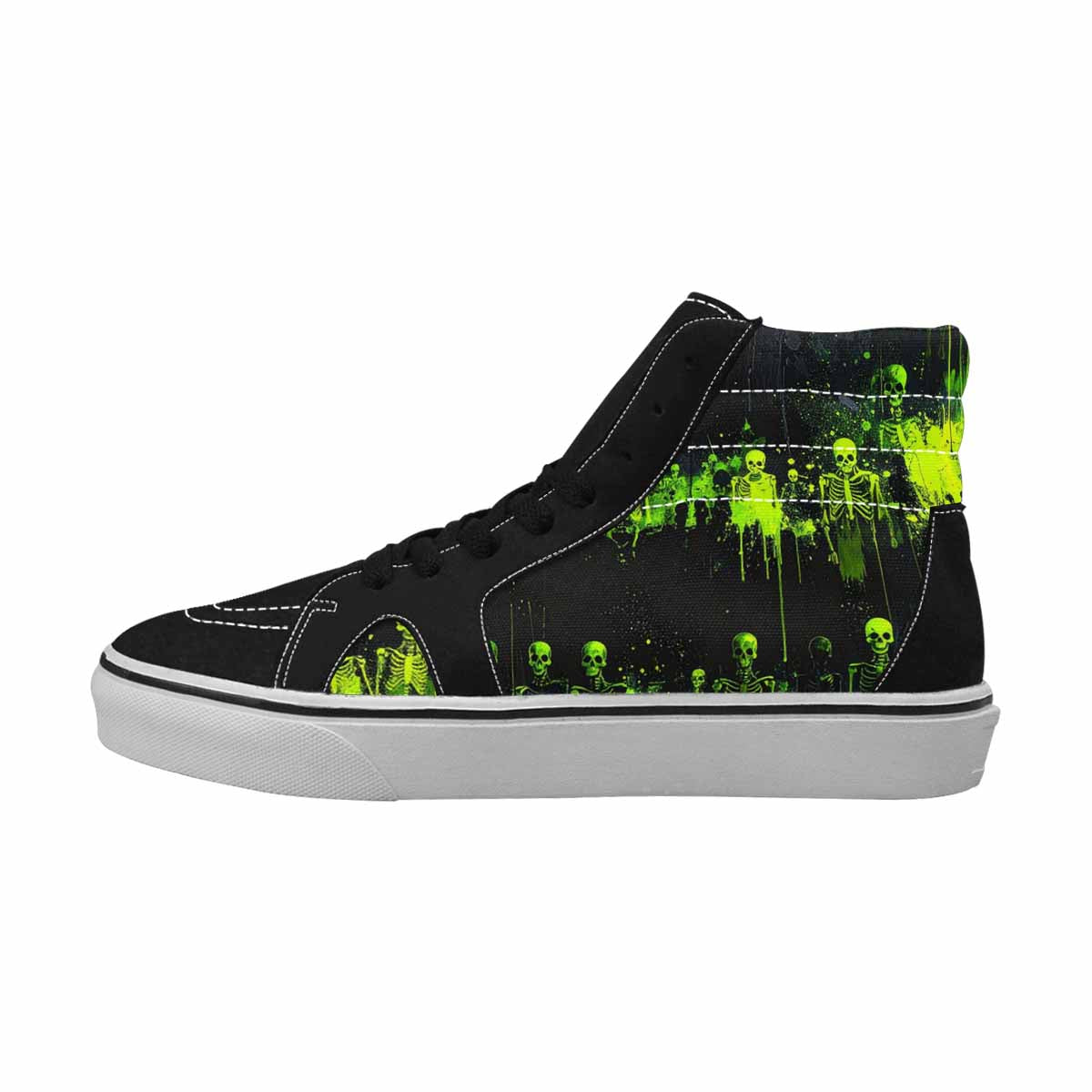 MEN'S Skeletons × Neon Green High Top Canvas Cottagecore Custom Sneakers
