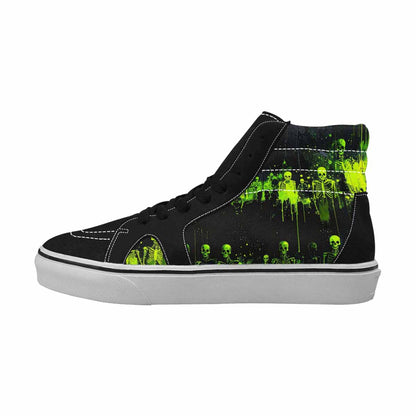 MEN'S Skeletons × Neon Green High Top Canvas Cottagecore Custom Sneakers