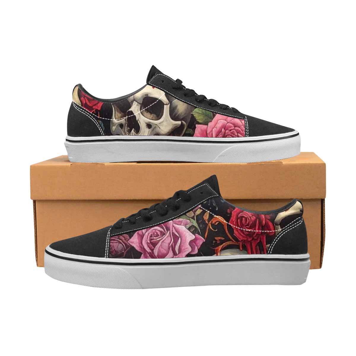 WOMEN'S Skulls Roses Melting Skulls Lace-Up Canvas Aesthetic Shoes