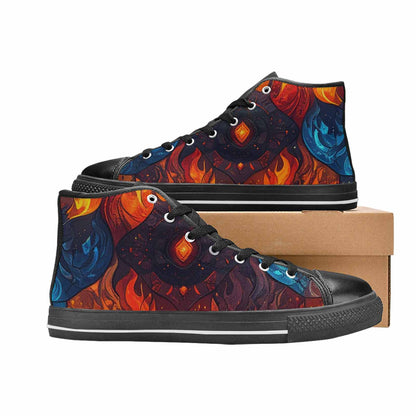 WOMEN'S Fire Flame High Top Canvas Grunge Shoes