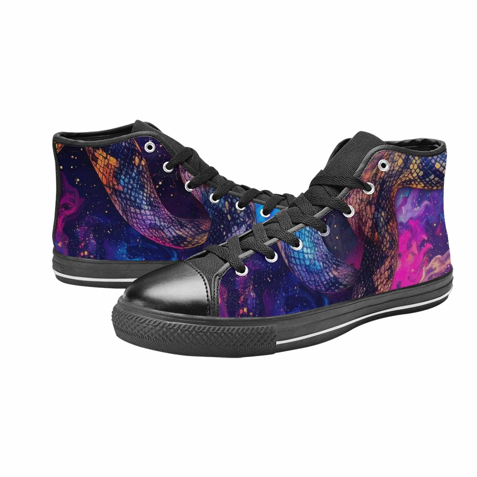 MEN'S Galaxy Snake Print High Top Canvas Neon Fantasy Shoes