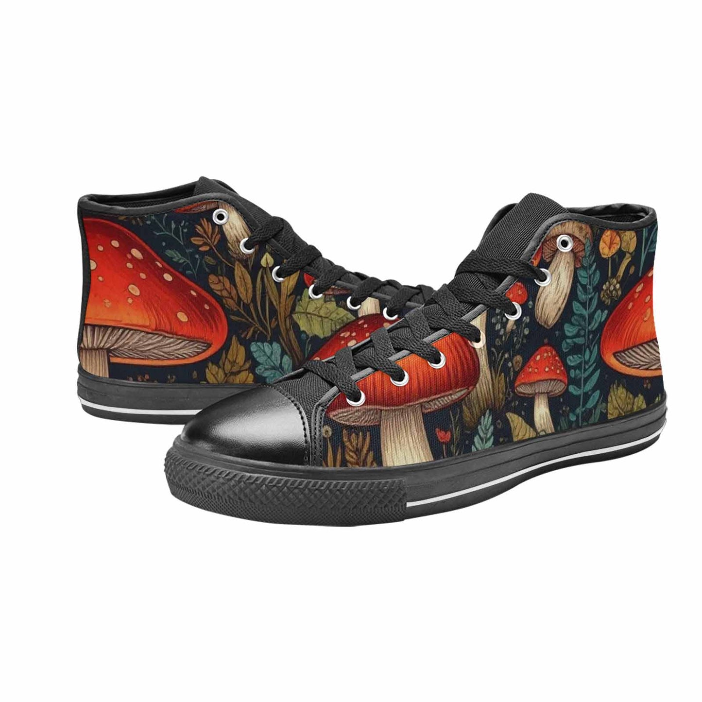 WOMEN'S Mushroom High Top Canvas Wallpaper Art Custom Shoes