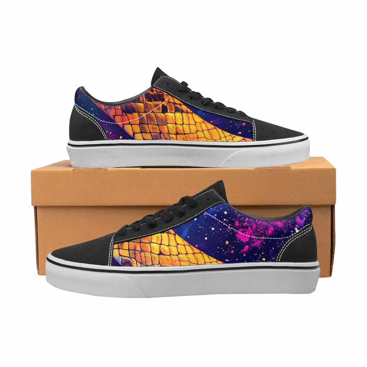 MEN'S Galaxy Snake Print Canvas Lace-Up Grunge Custom Sneakers