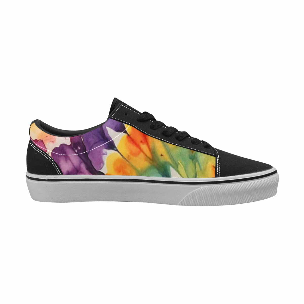 WOMEN'S Tie Lace-Up Canvas Vibrant Chaos Custom Sneakers