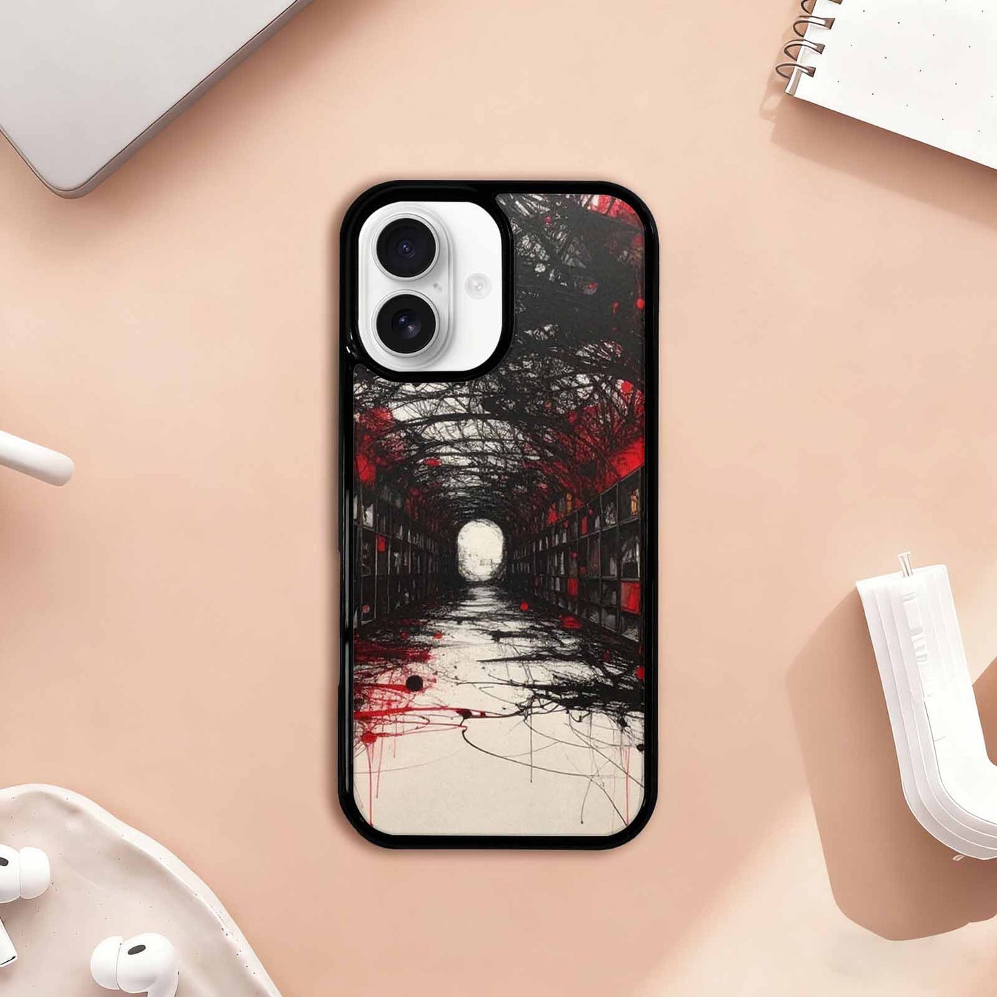 iPhone 17 Case — Black &amp; Red Ink Galaxy Space, Unique Phone Case Design