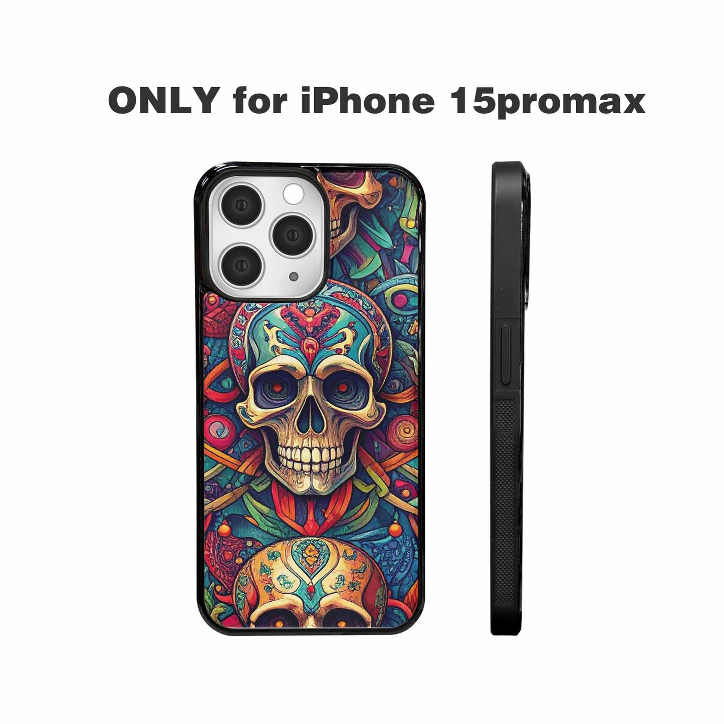 iPhone 15 Pro Max Case — Sacred Geometry Lots Of Skulls Seamless, Custom Printed Phone Case