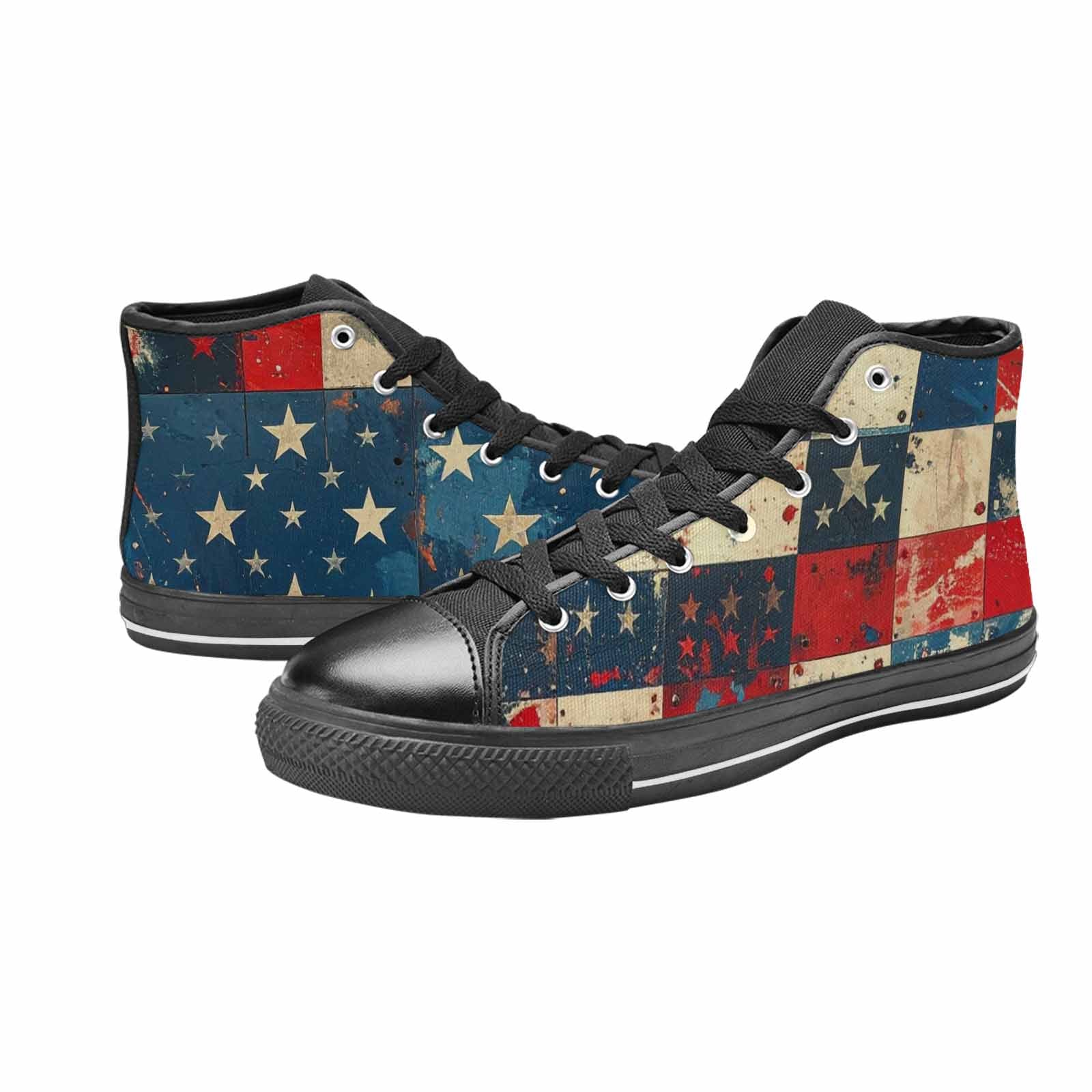 MEN'S American Flag Stars High Top Canvas Wallpaper Art Custom Shoes