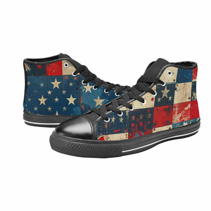 MEN'S American Flag Stars High Top Canvas Wallpaper Art Custom Shoes