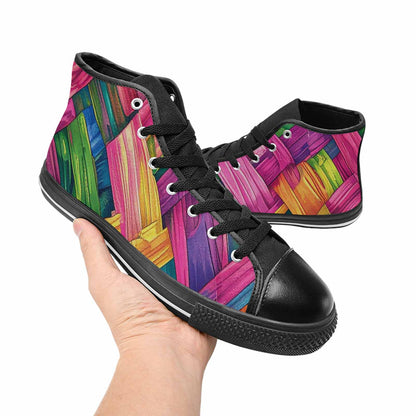 MEN'S Polysexual Flag Color High Top Canvas Wallpaper Art Sneakers