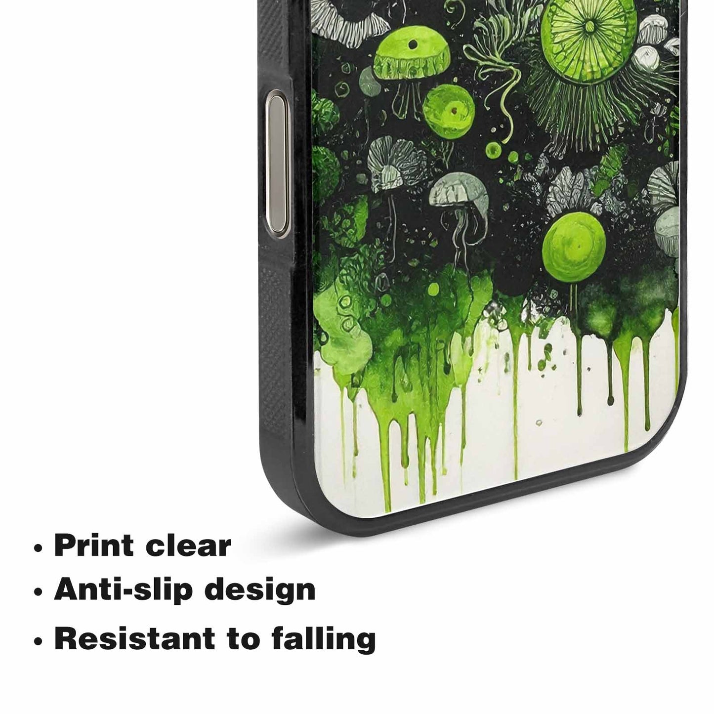 iPhone 15 Pro Max Case — Sea Creature Burst Black Green Ink, Customized Protective Case