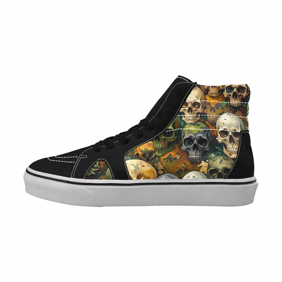 MEN'S Skulls  Camo Skulls High Top Canvas Melting Art Custom Sneakers