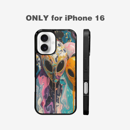 iPhone 16 Case — Aliens Marblealiens Pattern Dng Personalized Phone, Custom Designed Case Cover
