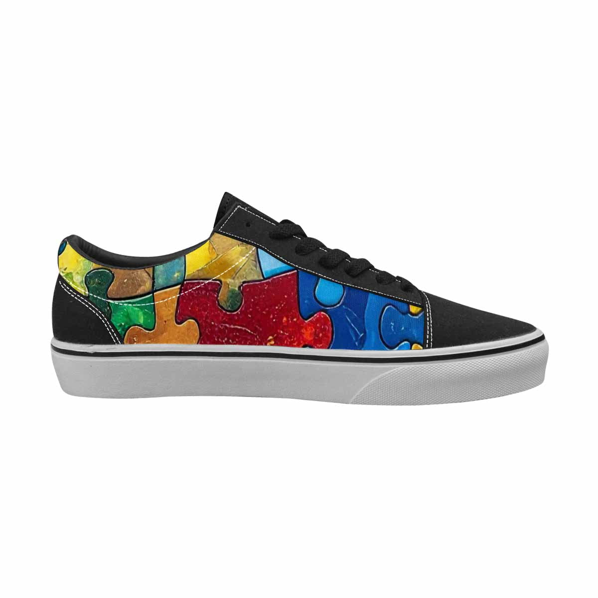 WOMEN'S Autism Puzzle Pieces Lace-Up Canvas Vibrant Chaos Custom Sneakers