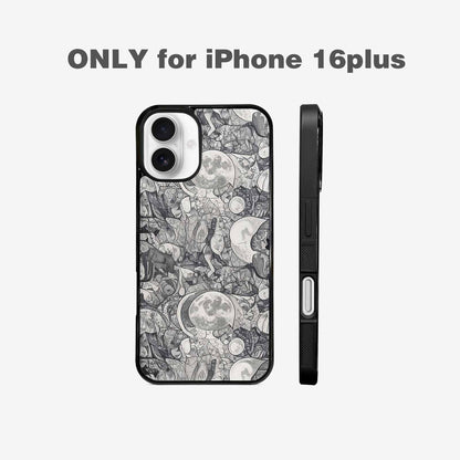 iPhone 16 Plus Case — Wolves Everywhere Collage Overlap Small Wolf, Custom Art Phone Cover
