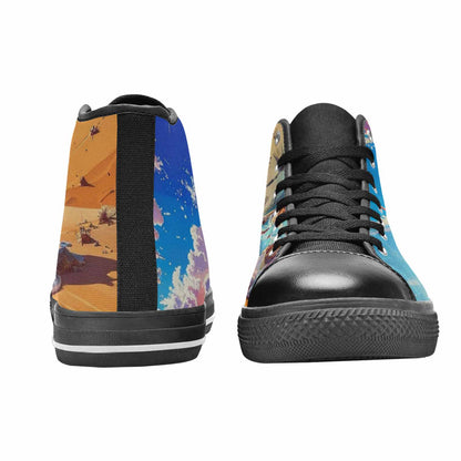 WOMEN'S Surrealist Desert Dreamscape High Top Canvas Cottagecore Custom Shoes