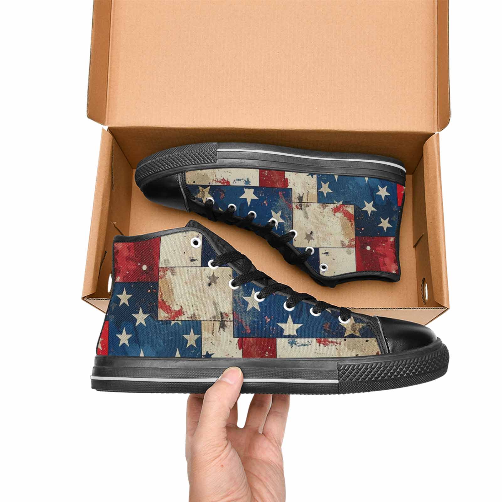 MEN'S American Flag Stars High Top Canvas Dark Academia Shoes