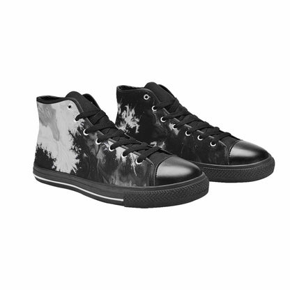 WOMEN'S Tie Dye Acid Wash Black White High Top Canvas Grunge Custom Sneakers