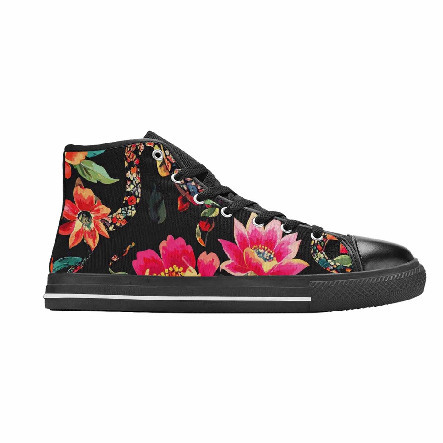 WOMEN'S Floral Snake Print High Top Canvas Cottagecore Shoes