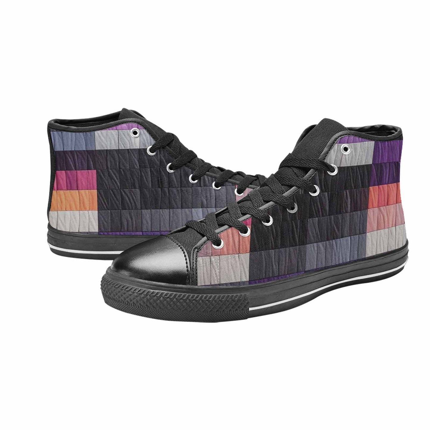 MEN'S Asexual Flag Color High Top Canvas Neon Fantasy Sneakers