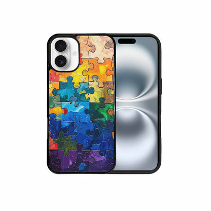 iPhone 16 Plus Case — Autism Puzzle Pieces Puzzle Piece Pattern, Customized Protective Case