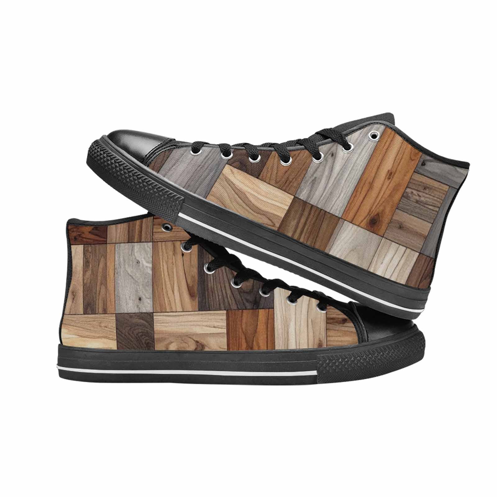 WOMEN'S Wood Grain Texture High Top Canvas Vivid Custom Shoes