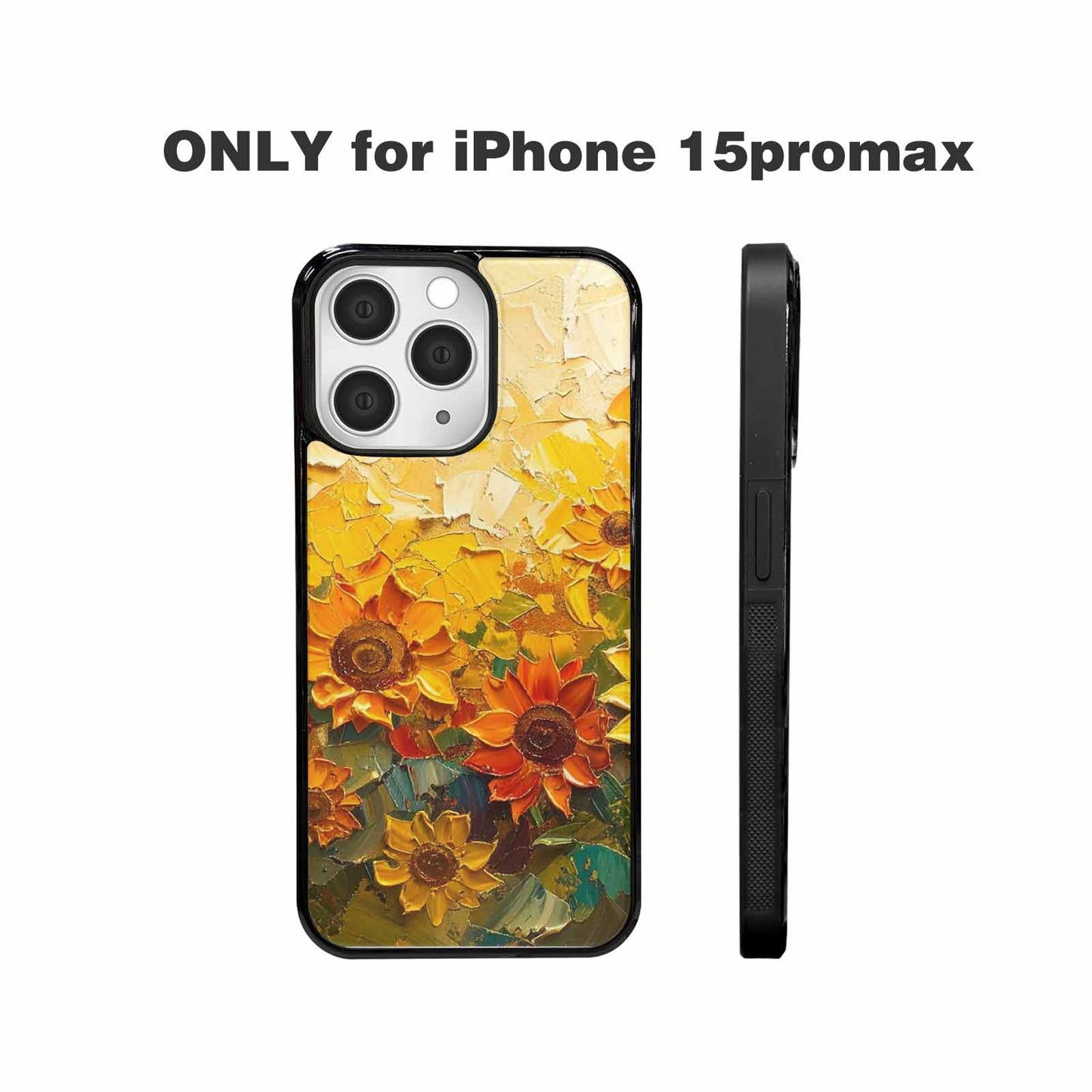 iPhone 15 Pro Max Case — Impressionist Sunflower Brushstroke Pattern Hundreds Of, Custom Print Case Cover