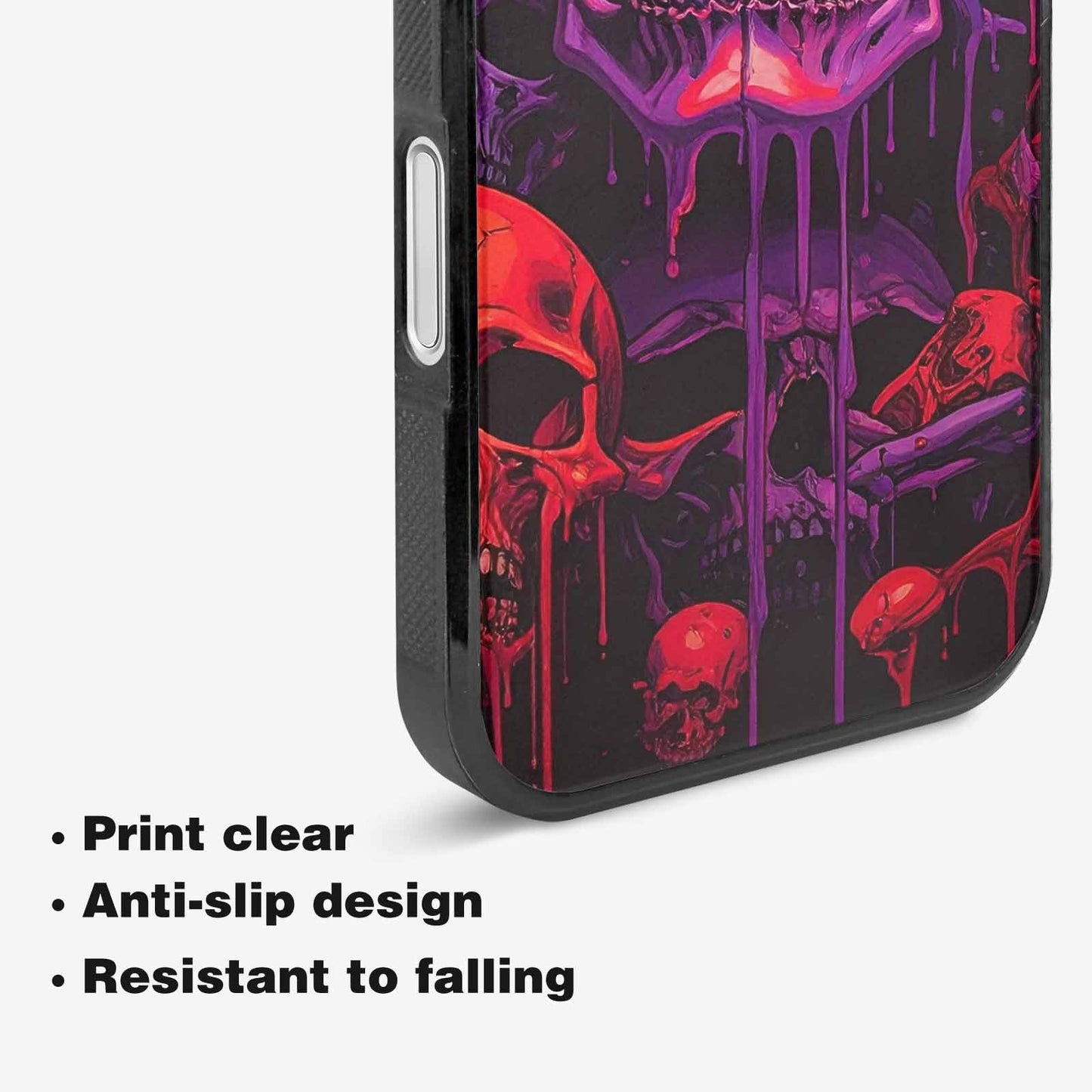 iPhone 16 Plus Case — Red Purple Skeletons Neon Drip Melting, Custom Printed Phone Case