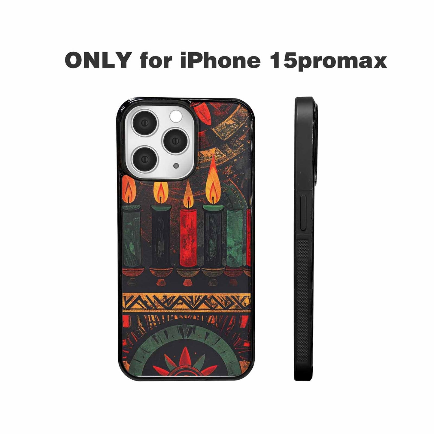 iPhone 15 Pro Max Case — Kwanzaa Kinara Pattern Seamless Repeat African, Unique Phone Case Design