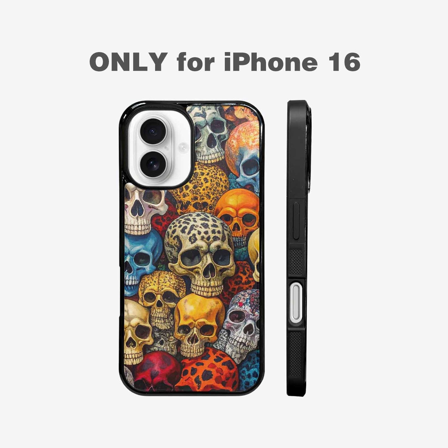 iPhone 16 Case — Skulls Animal Printskulls Patt Ddn, Custom Art Phone Cover