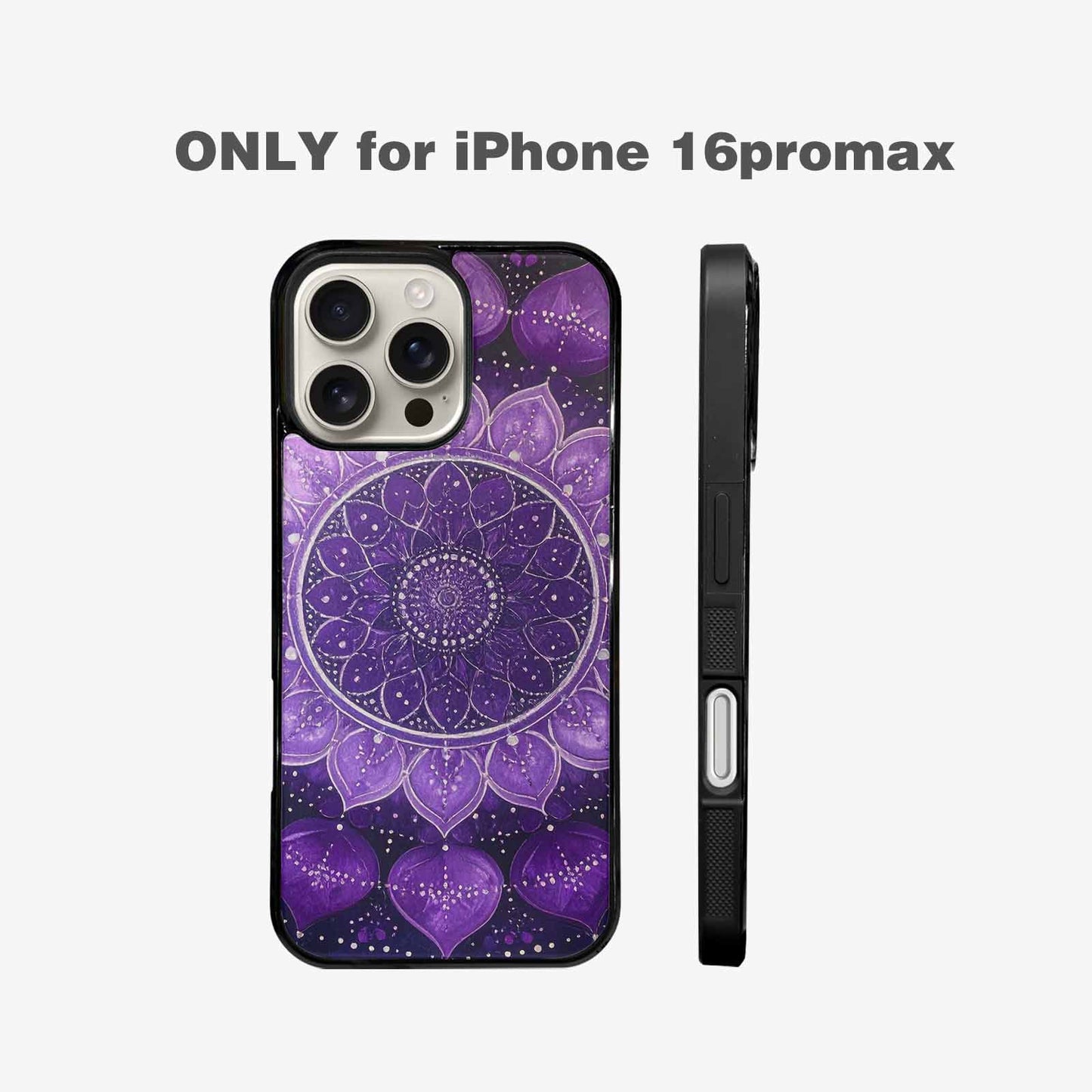 iPhone 16 Pro Max Case — Purple Mandala Bohemian Print Edge To, Personalized Phone Case
