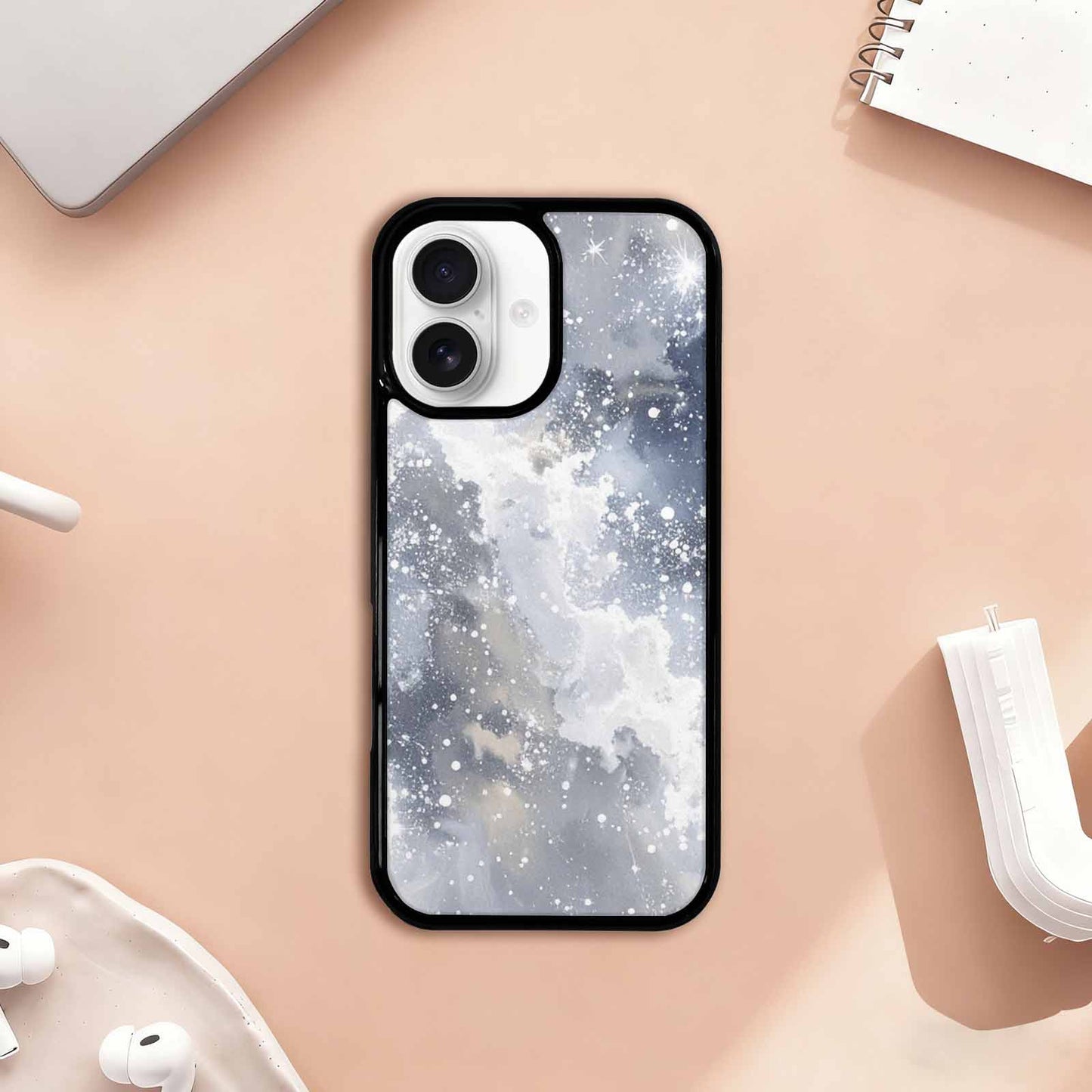 iPhone 17 Case — Galaxy Art Silver White Galaxy Space, Custom Print Case Cover