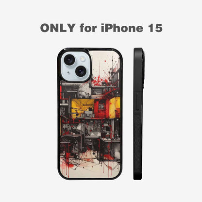 iPhone 15 Case — Liminal Space Fragment Black Red Ink, Custom Phone Case