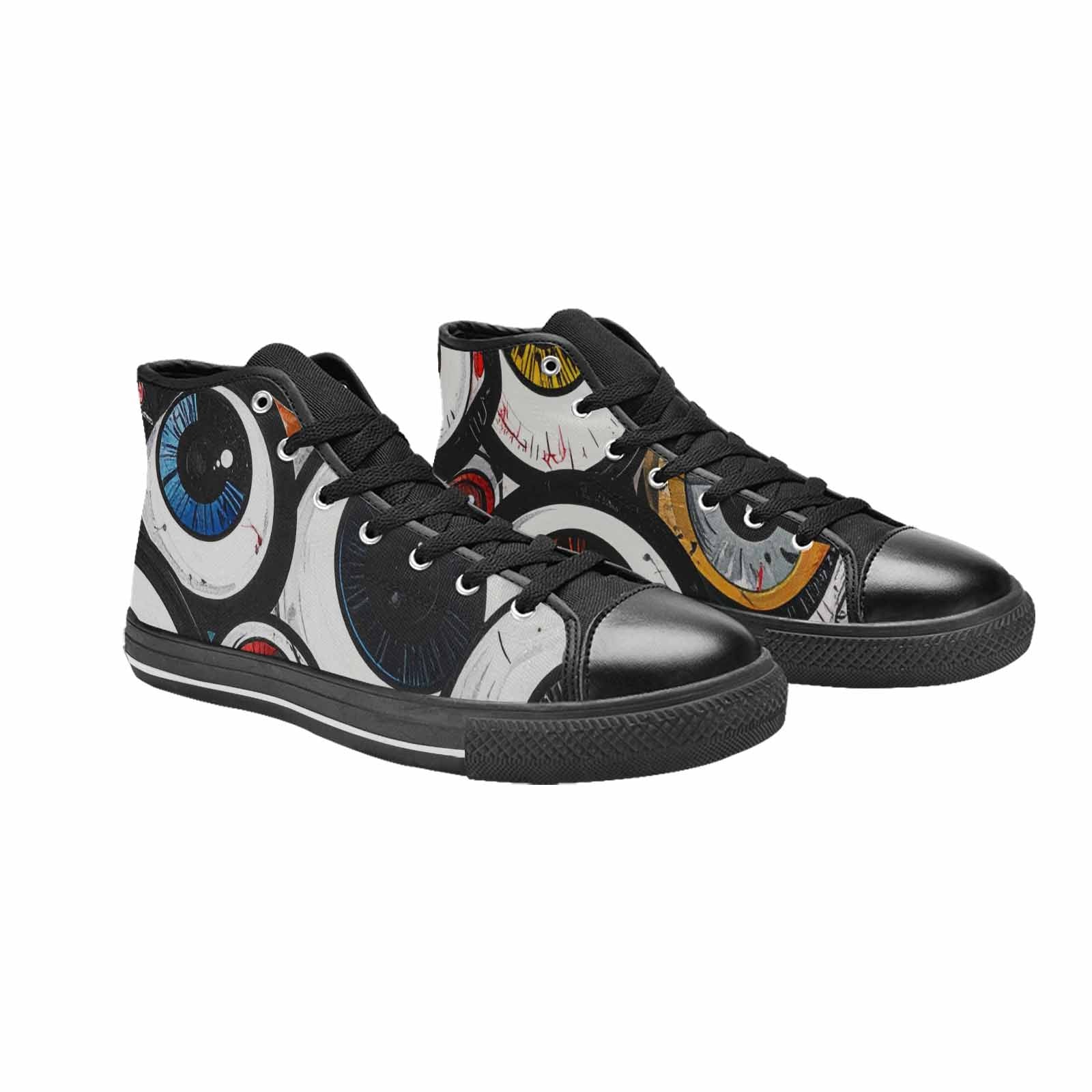WOMEN'S Googly Cartoon Eyeballs High Top Canvas Wallpaper Art Custom Shoes