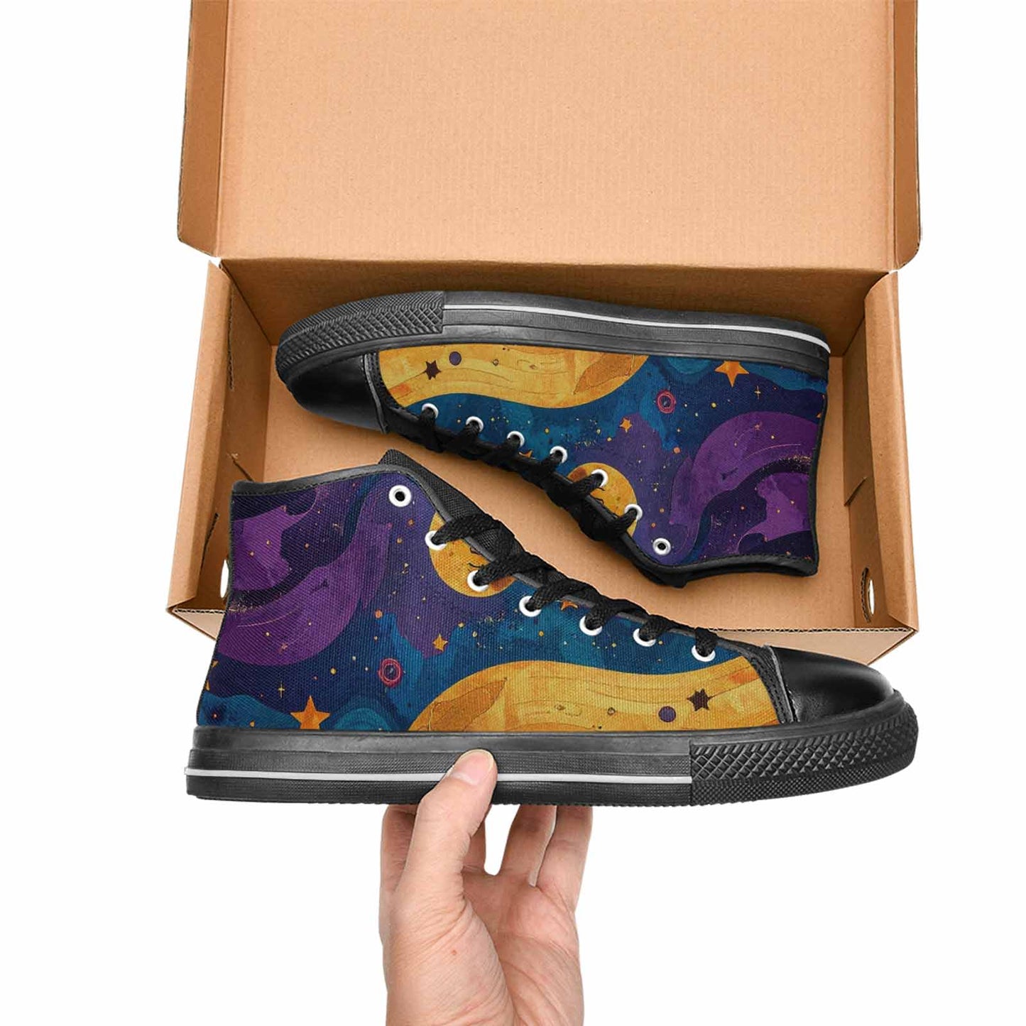 MEN'S Steampunk Galaxy High Top Canvas Vivid Custom Sneakers