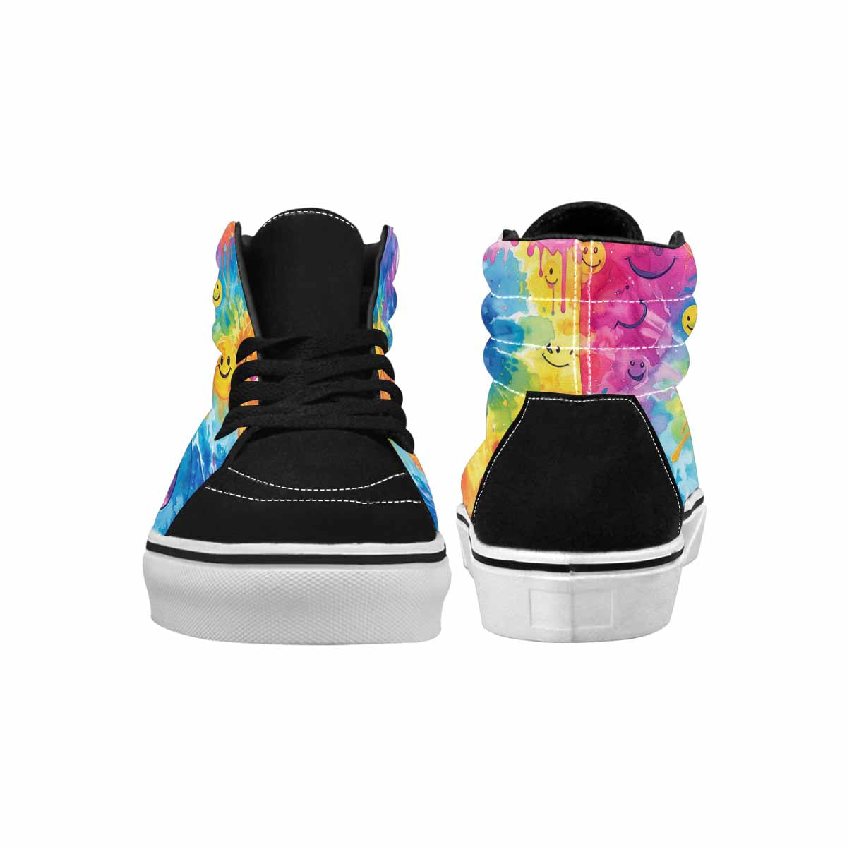 MEN'S Smiley Facessmiley Faces  High Top Canvas Vibrant Chaos Custom Sneakers