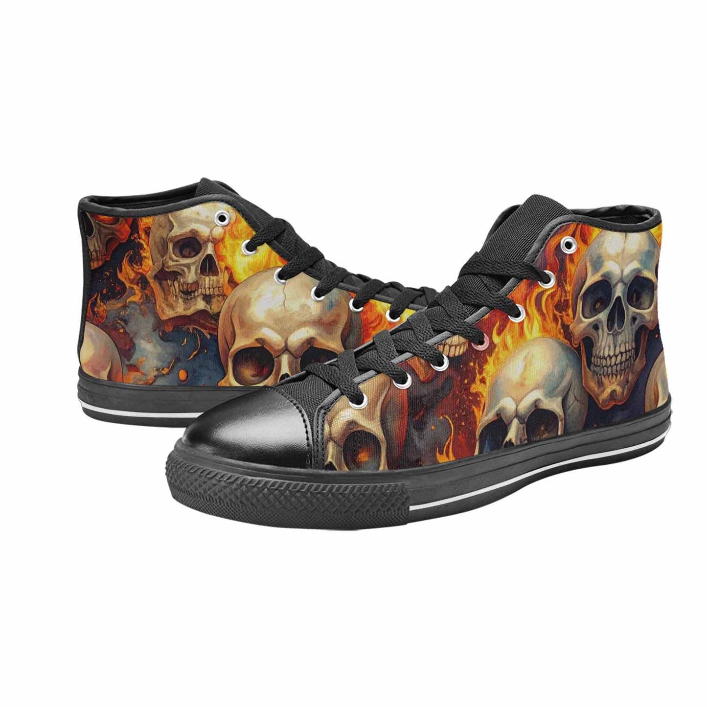 MEN'S Skulls - Flaming High Top Canvas Dark Academia Sneakers