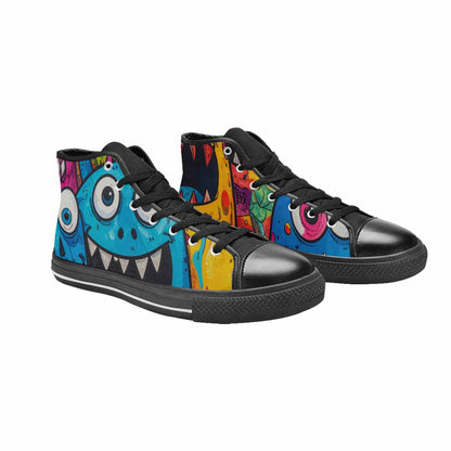 MEN'S Goofy Cartoon Monster High Top Canvas Wallpaper Art Custom Sneakers