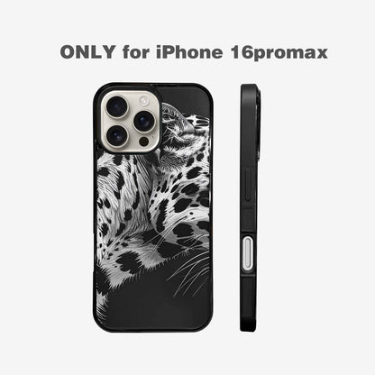 iPhone 16 Pro Max Case — Leopard Print Black And White Style, Custom Made Phone Cover