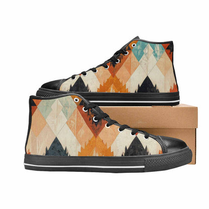 MEN'S Southwestern Geometric Diamond High Top Canvas Dark Academia Sneakers