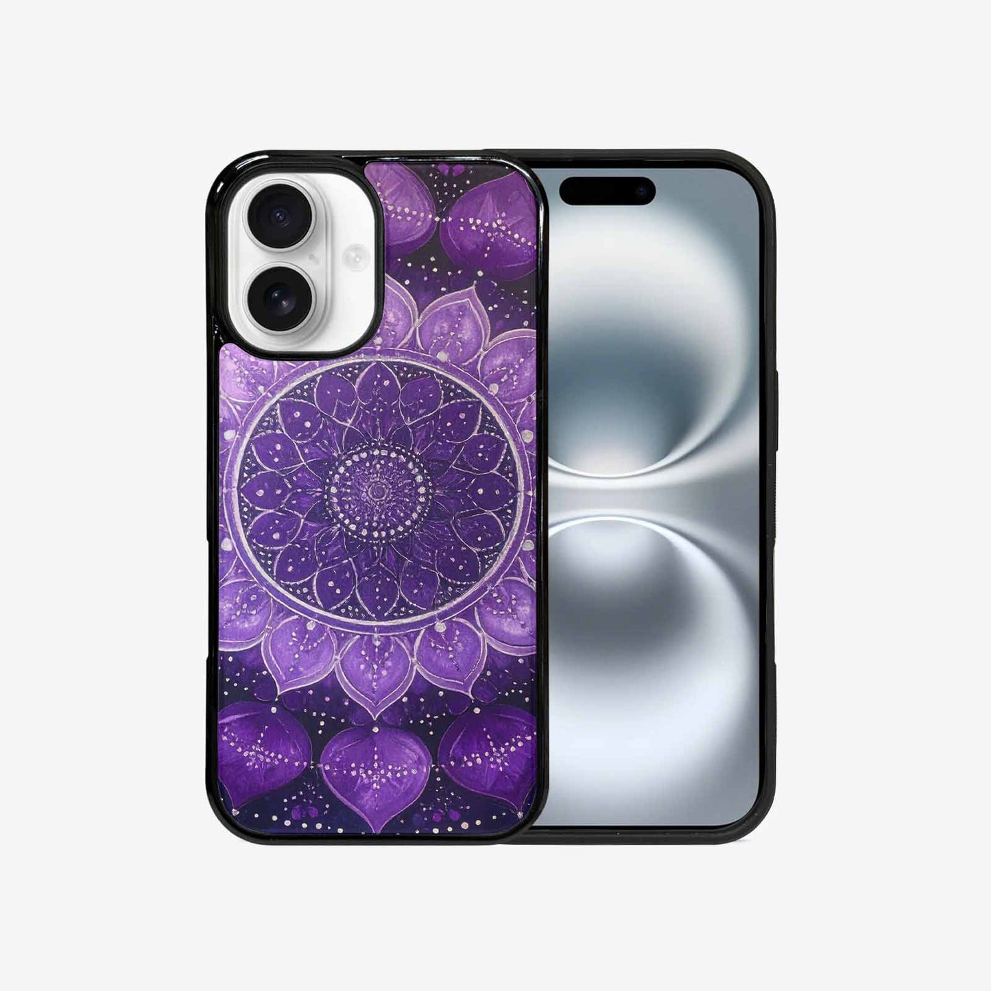 iPhone 16 Case — Purple Mandala Bohemian Print Edge To, Personalized Phone Case