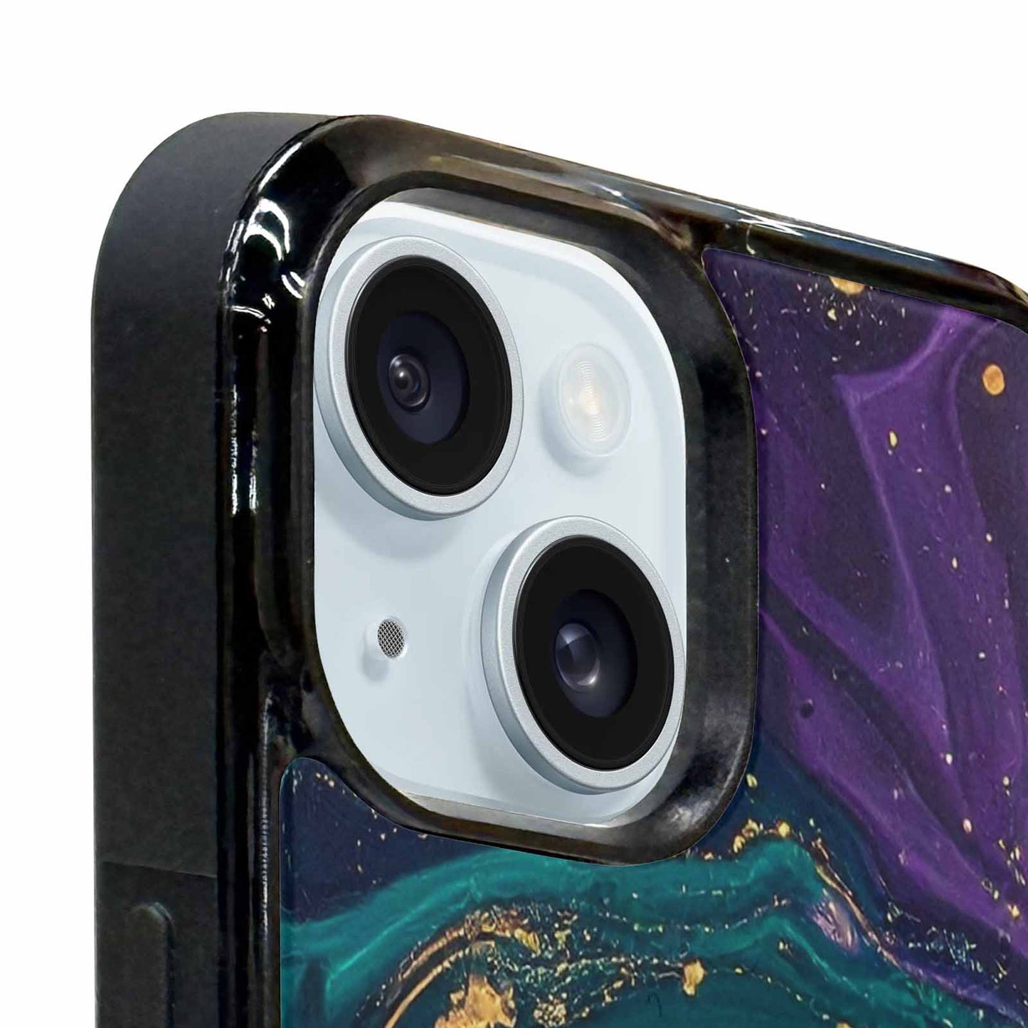 iPhone 15 Plus Case — Marbled Swirl Texture Blended With Galaxy, Original Design Phone Case