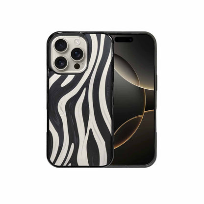 iPhone 16 Pro Case — Modern Zebra Stripe Print Crisp Black, Custom Designed Case Cover