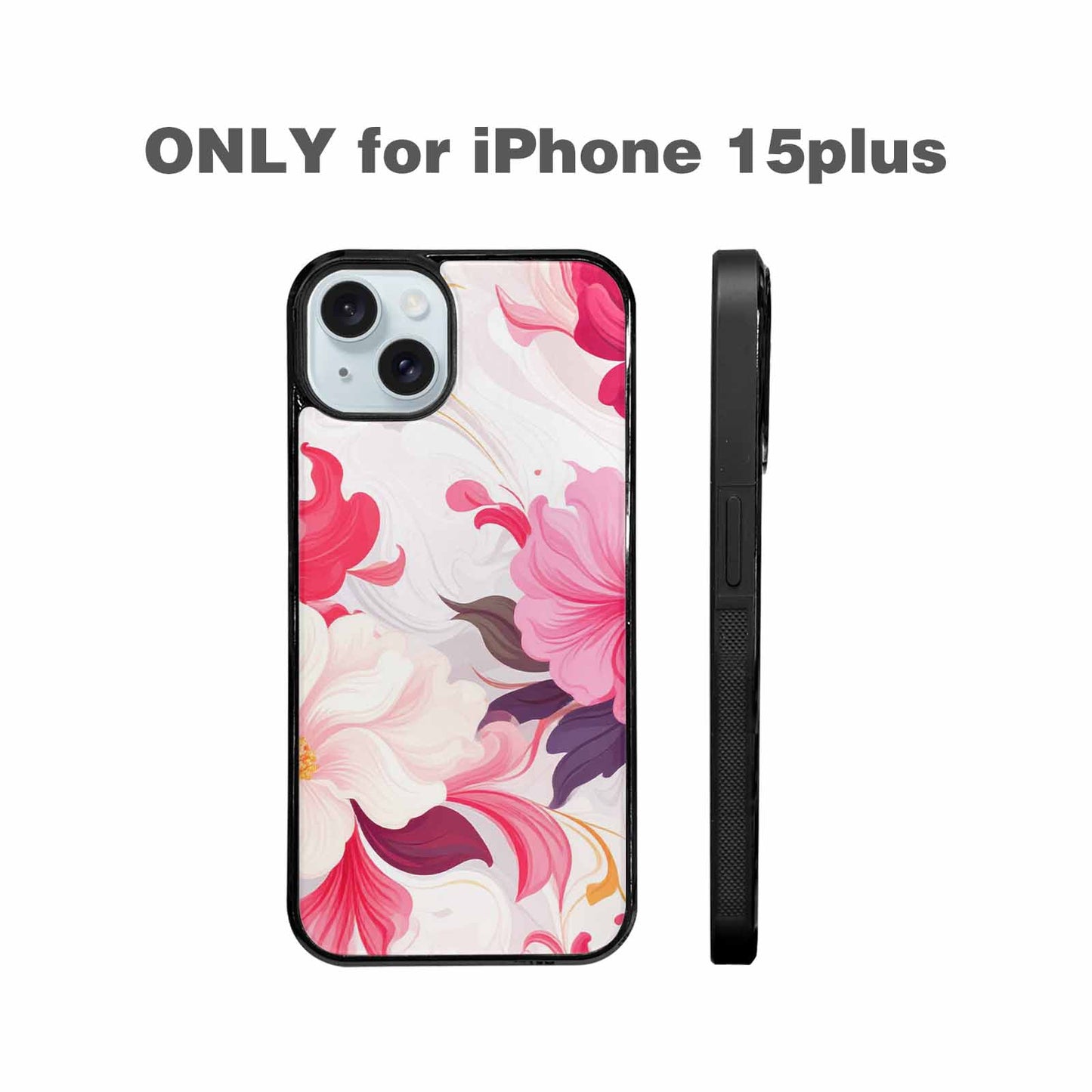 iPhone 15 Plus Case — Marble Floral Custom Personalized Phone Cover, Original Design Phone Case
