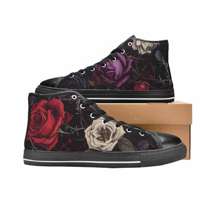MEN'S Black Gothic Rose High Top Canvas Dreamcore Custom Shoes
