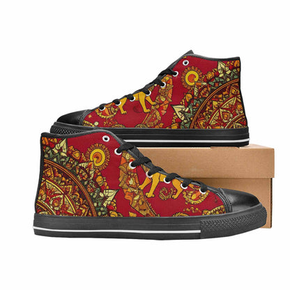 WOMEN'S Mandala Lions High Top Canvas Dark Academia Shoes