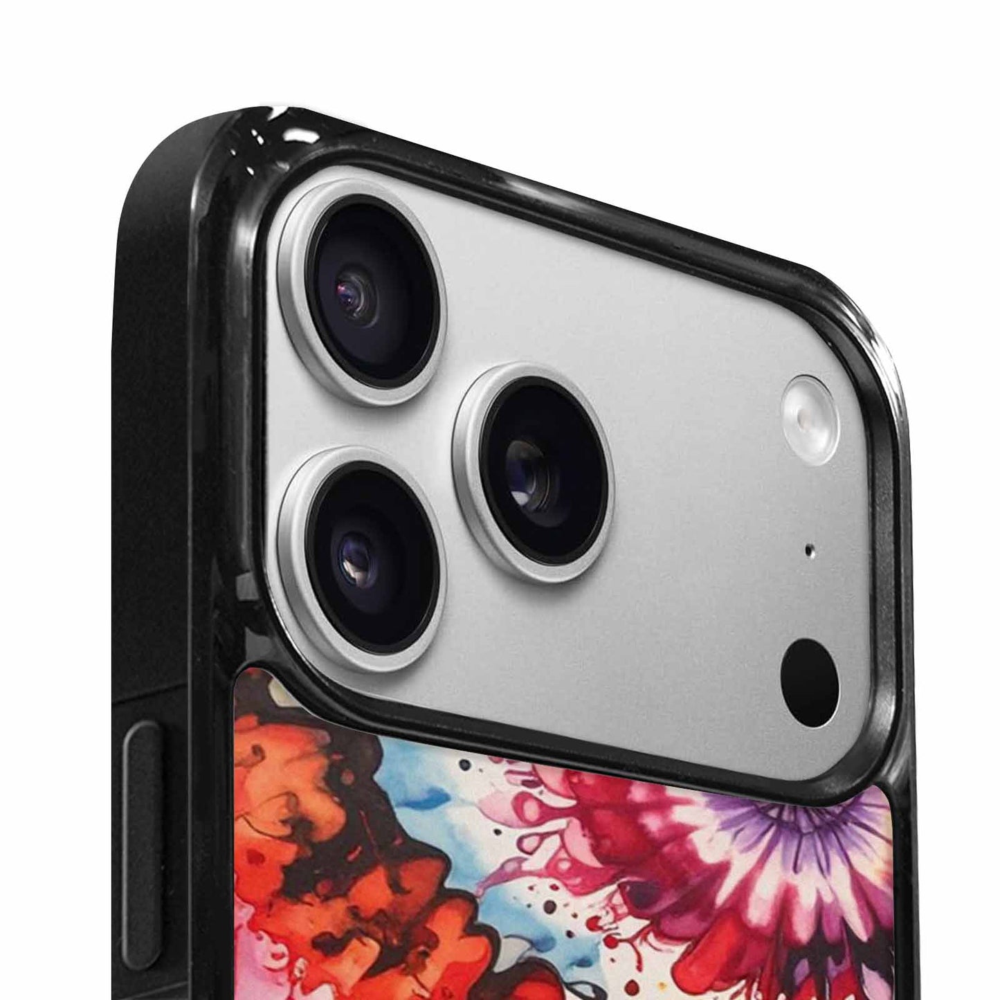 iPhone 17 Pro Case — Tie Dye Swirls Black Red Tie, Custom Phone Case
